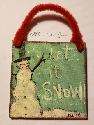 Let It Snow Ornament (teal & red)